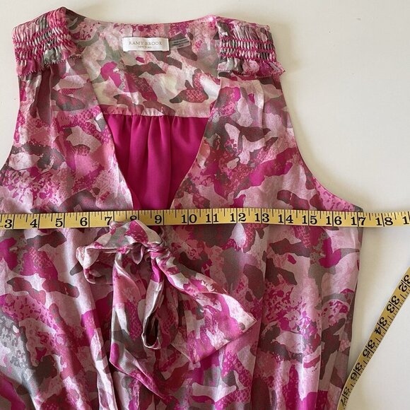 Ramy Brook New York Printed Maison Silk Dress Size XS Pink Mini Smocked Waist - Picture 11 of 12